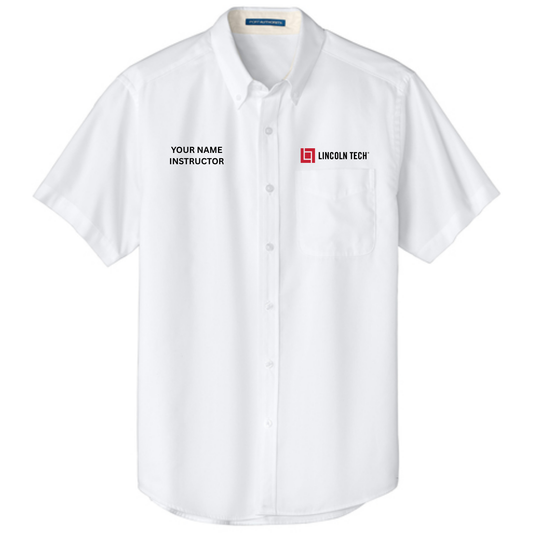 LINCOLN TECH INSTRUCTOR Port Authority® Tall Short Sleeve Easy Care Shirt with CUSTOM NAME - White