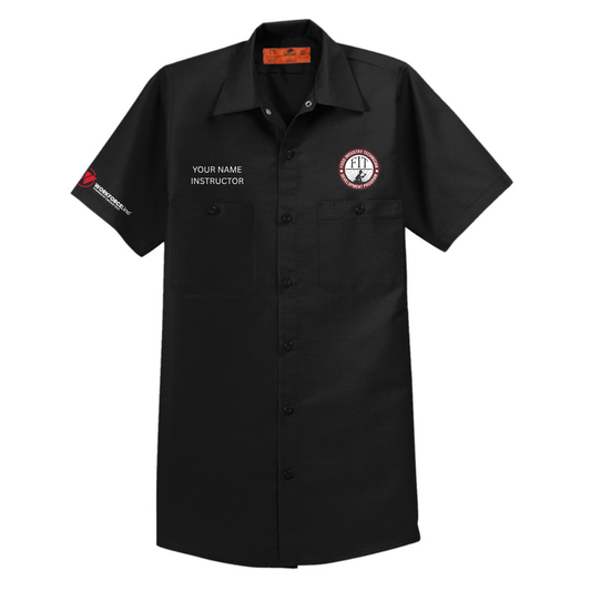FIT WORKFORCE INSTRUCTOR Red Kap® Short Sleeve Industrial Work Shirt with CUSTOM NAME - BLACK