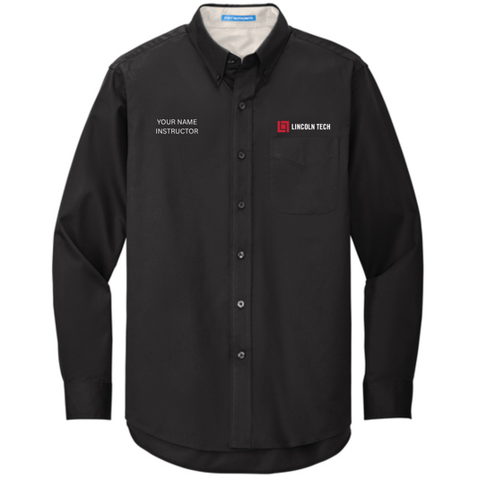 LINCOLN TECH INSTRUCTOR Port Authority® Tall Long Sleeve Easy Care Shirt with CUSTOM NAME - Black