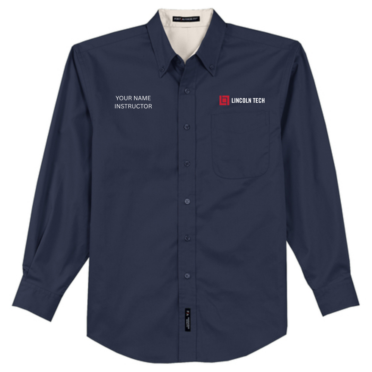 LINCOLN TECH INSTRUCTOR Port Authority® Tall Long Sleeve Easy Care Shirt with CUSTOM NAME - Navy