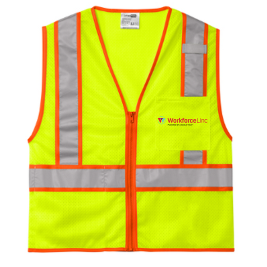 WORKFORCE CornerStone® ANSI 107 Class 2 Mesh Zippered Two-Tone Vest - Safety Yellow
