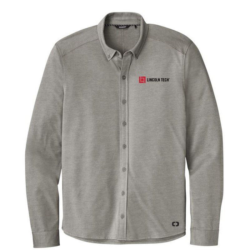 LINCOLN TECH MEN'S OGIO ® Code Stretch Long Sleeve Button-Up - Tarmac Grey Heather