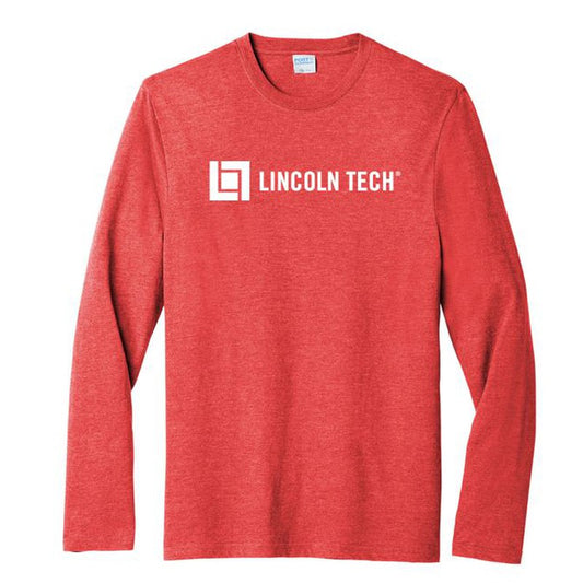 LINCOLN TECH MEN'S Tri-Blend Long Sleeve Tee - Bright Red Heather
