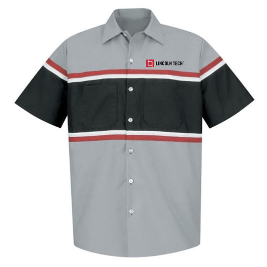 LINCOLN TECH Red Kap® Short Sleeve Performance Technician Shirt - Gray-Black-Red-White